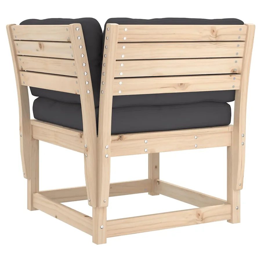 Canapé d'angle de jardin et coussins 73x73x78cm bois pin massif - 7
