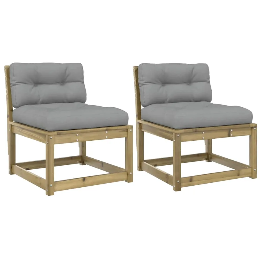 Canapés de jardin avec coussins 2pcs bois de pin imprégné - 2