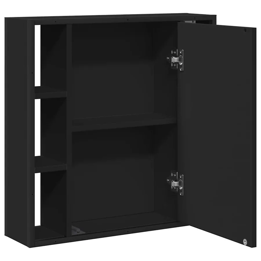Armoire de salle de bain à miroir noir bois d'ingénierie - 6