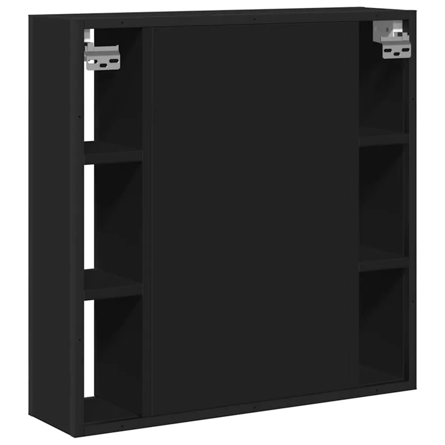 Armoire de salle de bain à miroir noir bois d'ingénierie - 8