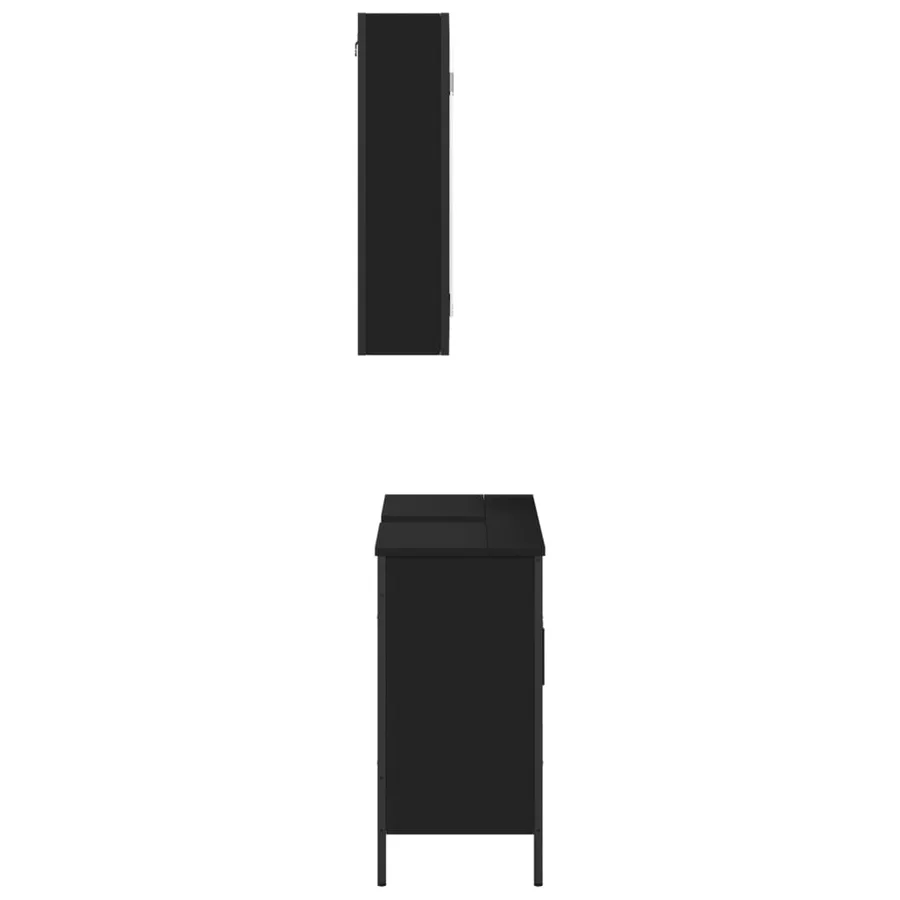 Ensemble de meubles salle de bain 2 pcs noir bois d'ingénierie - 7