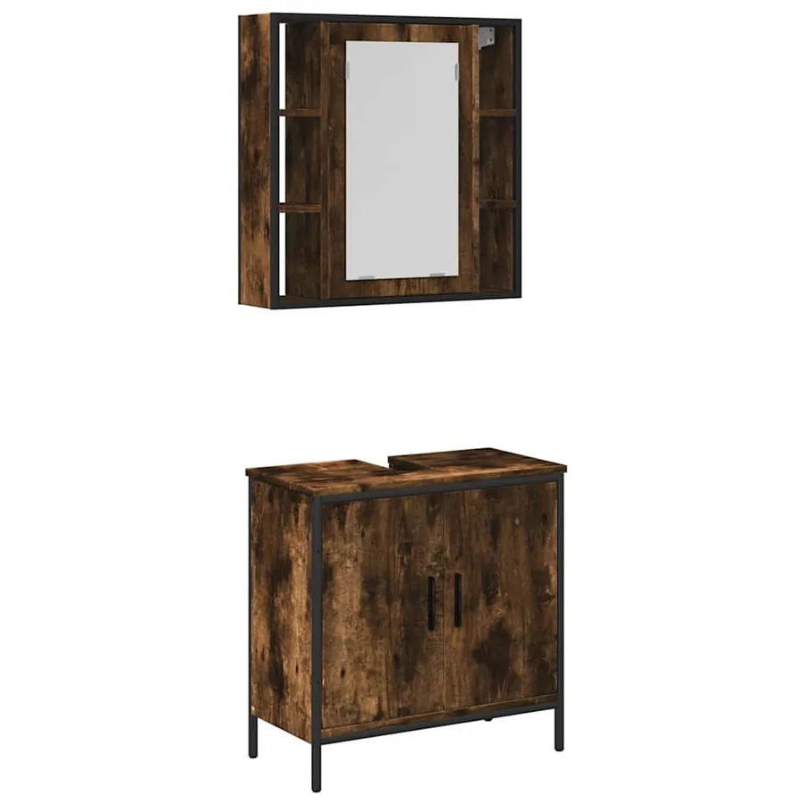 Ensemble de meubles de salle de bain 2 pcs Chêne fumé - 2