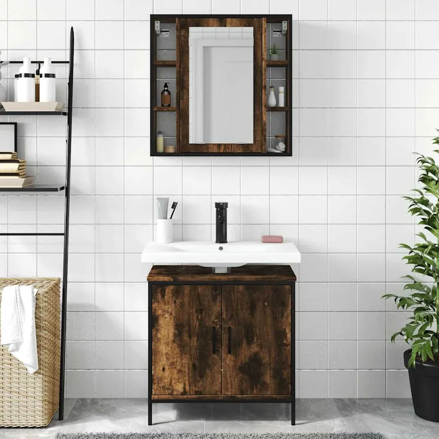 Ensemble de meubles de salle de bain 2 pcs Chêne fumé - 3