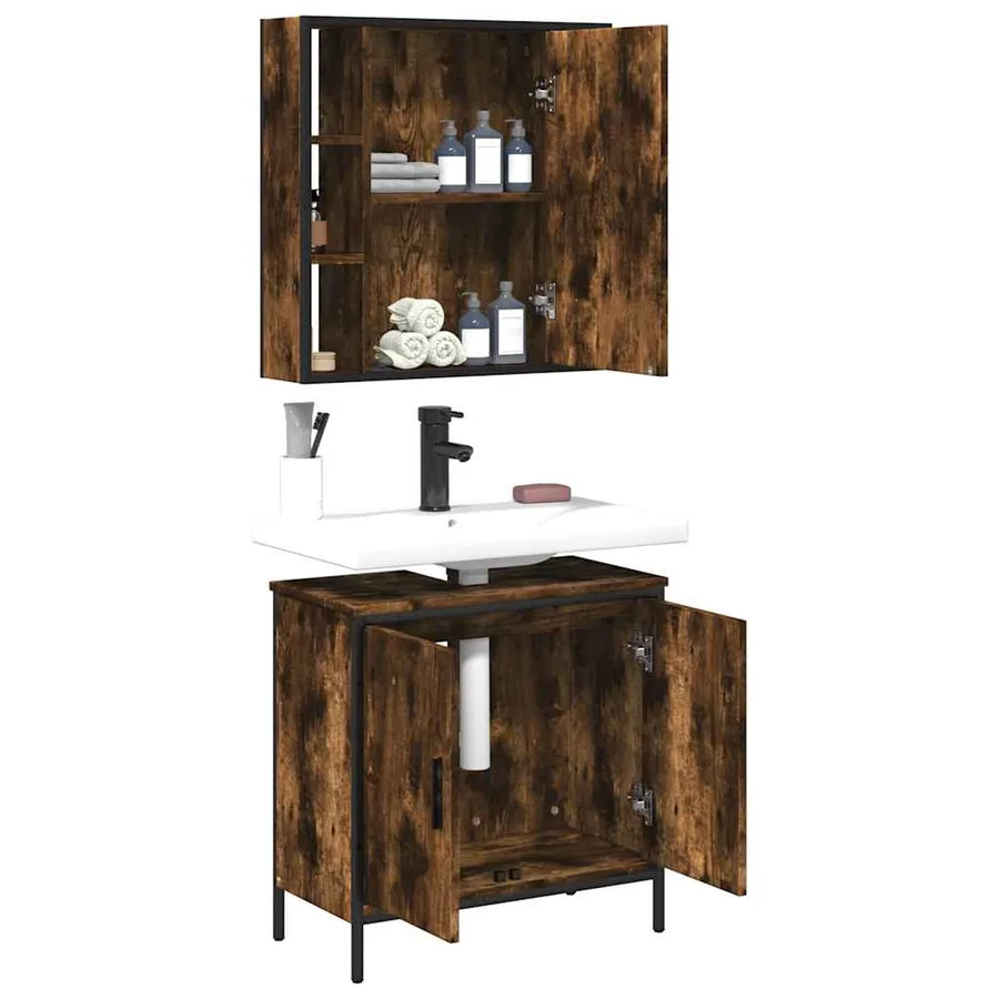 Ensemble de meubles de salle de bain 2 pcs Chêne fumé - 4