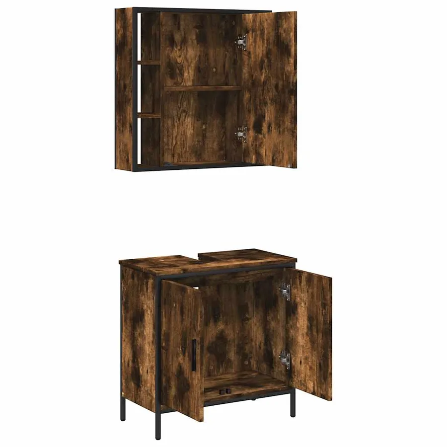 Ensemble de meubles de salle de bain 2 pcs Chêne fumé - 5