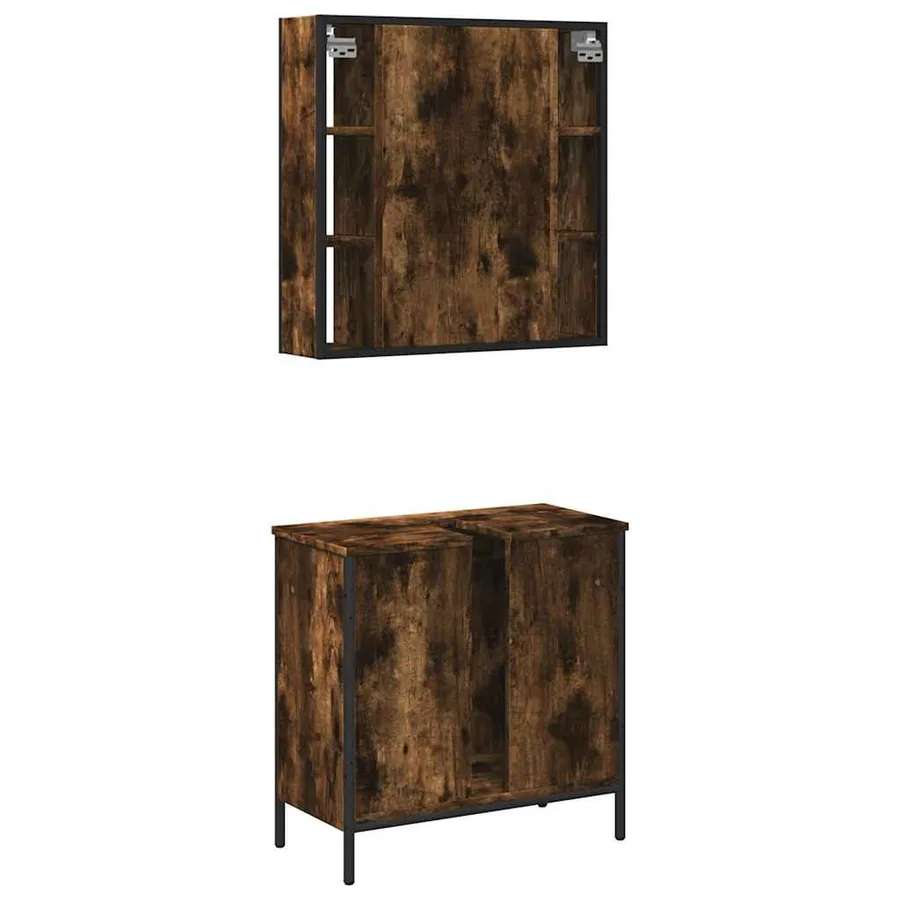 Ensemble de meubles de salle de bain 2 pcs Chêne fumé - 8