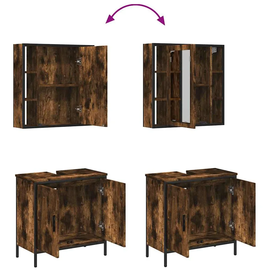 Ensemble de meubles de salle de bain 2 pcs Chêne fumé - 9
