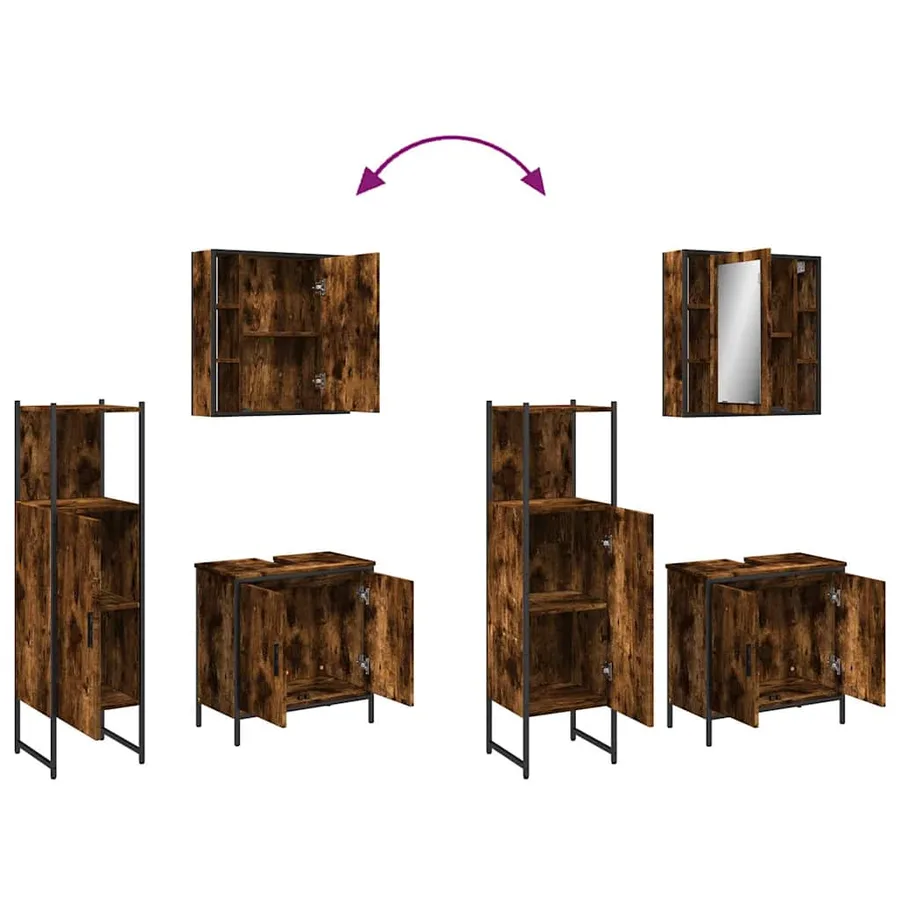 Ensemble d'armoires de salle de bain 3 pcs chêne fumé - 9