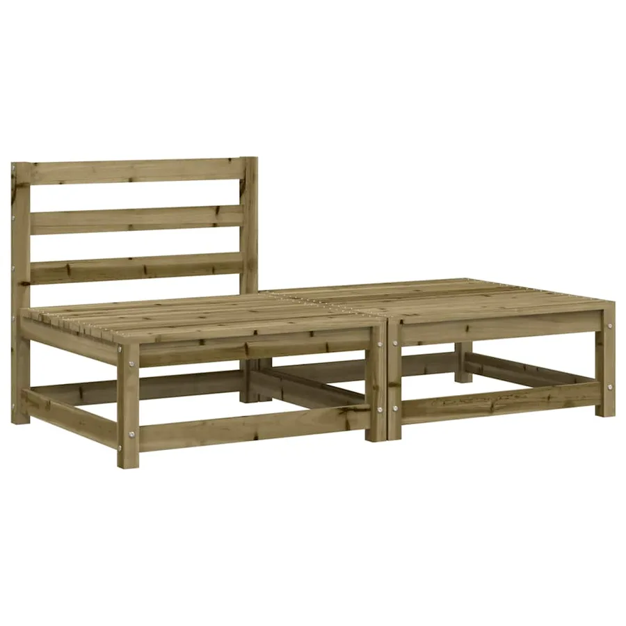 Canapé de jardin sans accoudoirs repose-pieds bois pin imprégné - 2