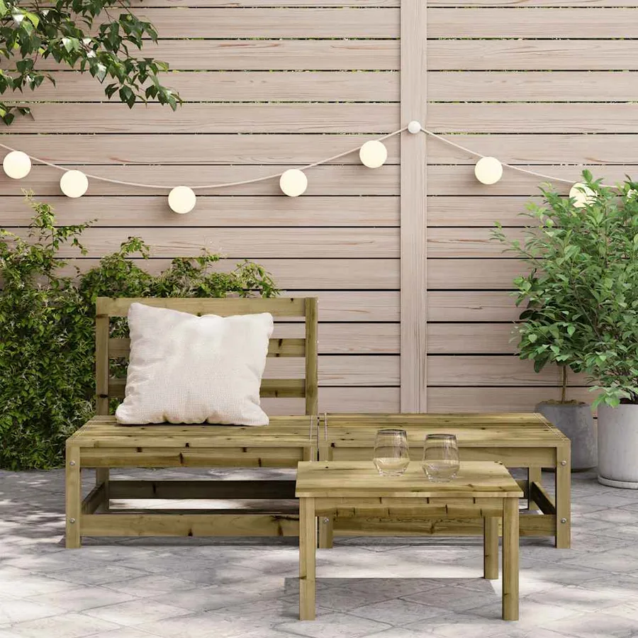 Canapé de jardin sans accoudoirs repose-pieds bois pin imprégné - 3