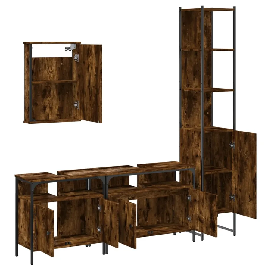 Ensemble de meubles de salle de bain 4 pcs Chêne fumé Bois - 5
