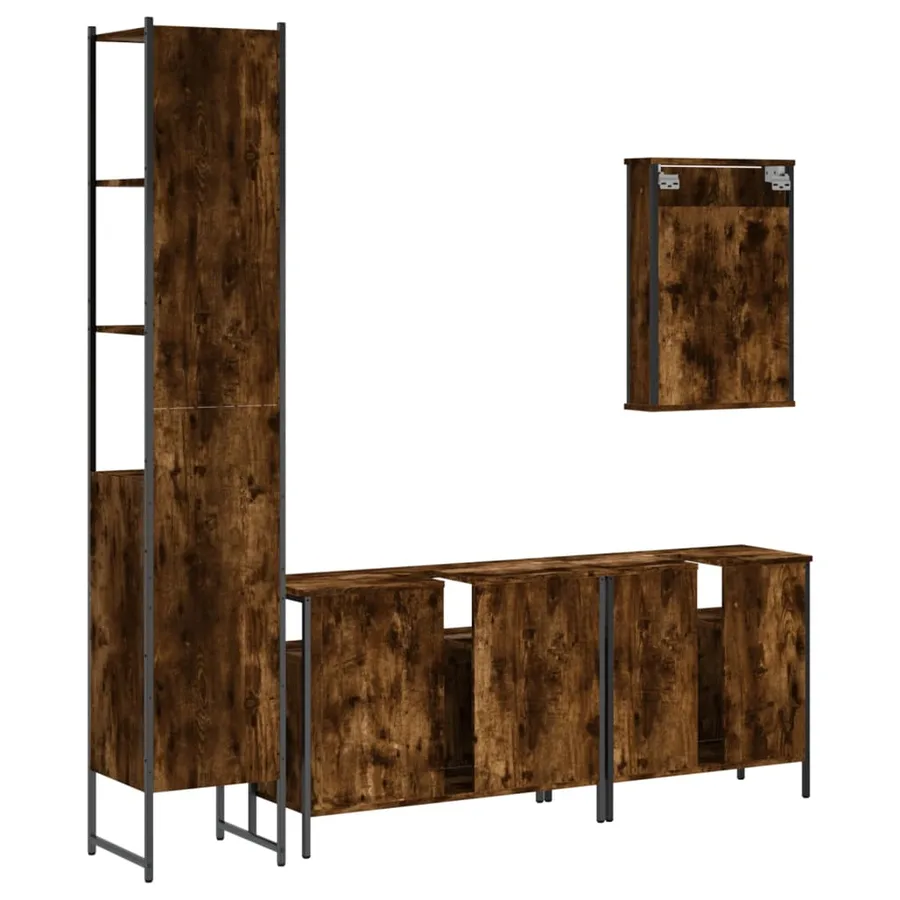 Ensemble de meubles de salle de bain 4 pcs Chêne fumé Bois - 8