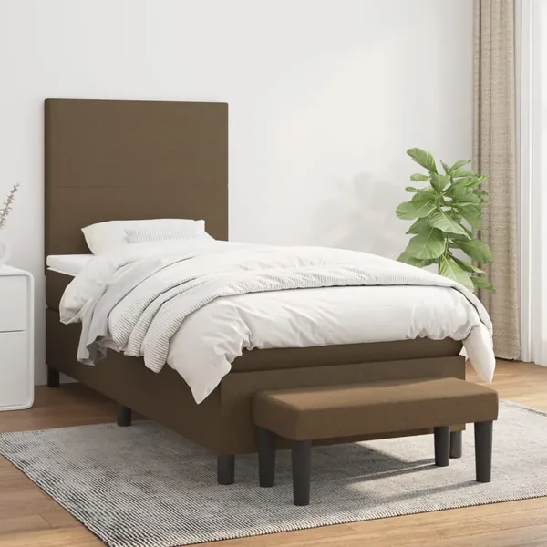 Sommier à lattes de lit avec matelas Marron foncé 90x190 cm