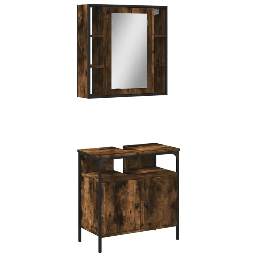 Ensemble de meubles de salle de bain 2 pcs Chêne fumé - 2