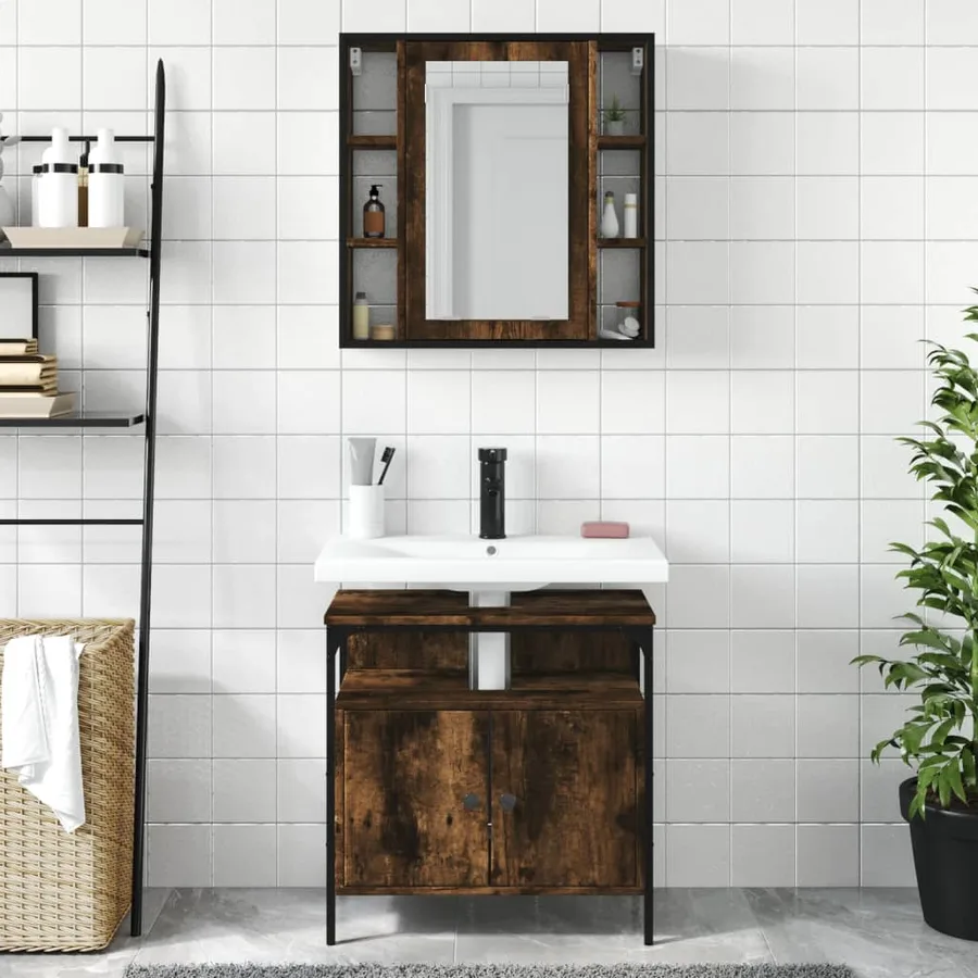 Ensemble de meubles de salle de bain 2 pcs Chêne fumé - 3