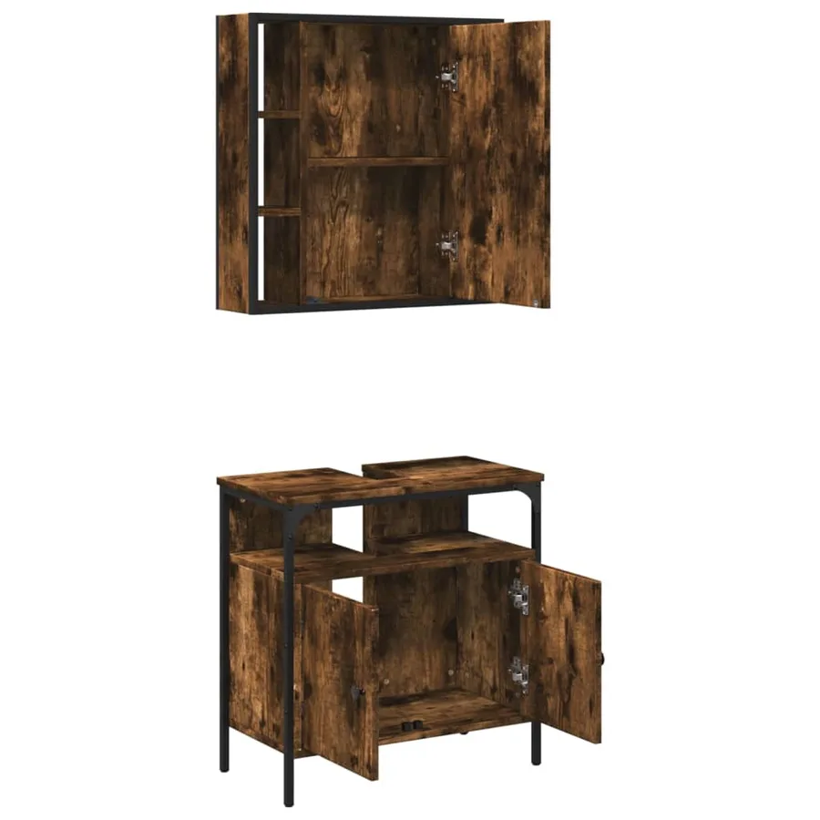 Ensemble de meubles de salle de bain 2 pcs Chêne fumé - 5