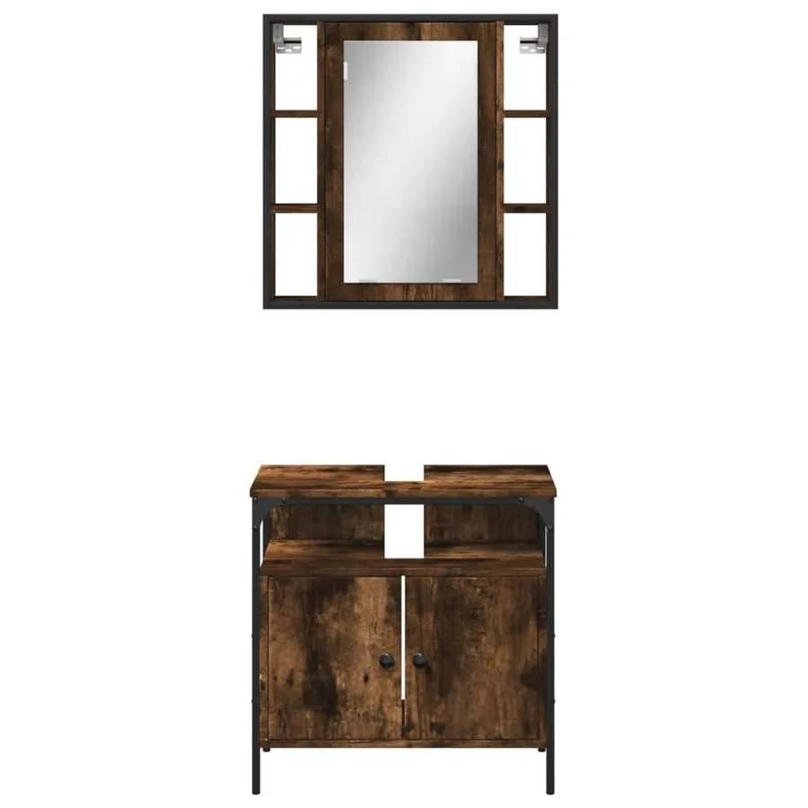 Ensemble de meubles de salle de bain 2 pcs Chêne fumé - 6