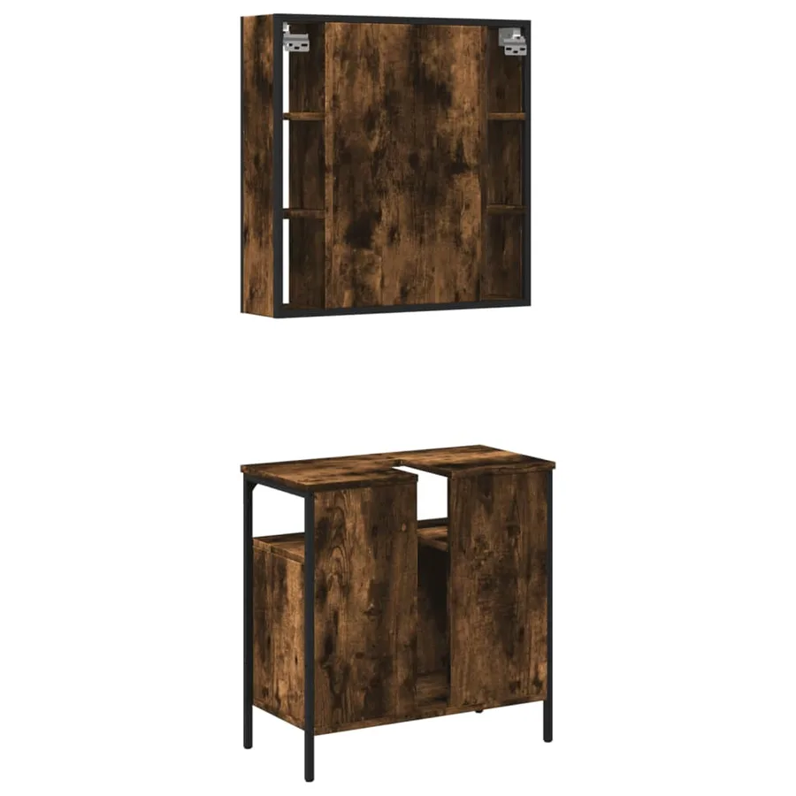 Ensemble de meubles de salle de bain 2 pcs Chêne fumé - 8