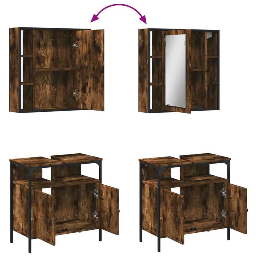 Ensemble de meubles de salle de bain 2 pcs Chêne fumé - 9