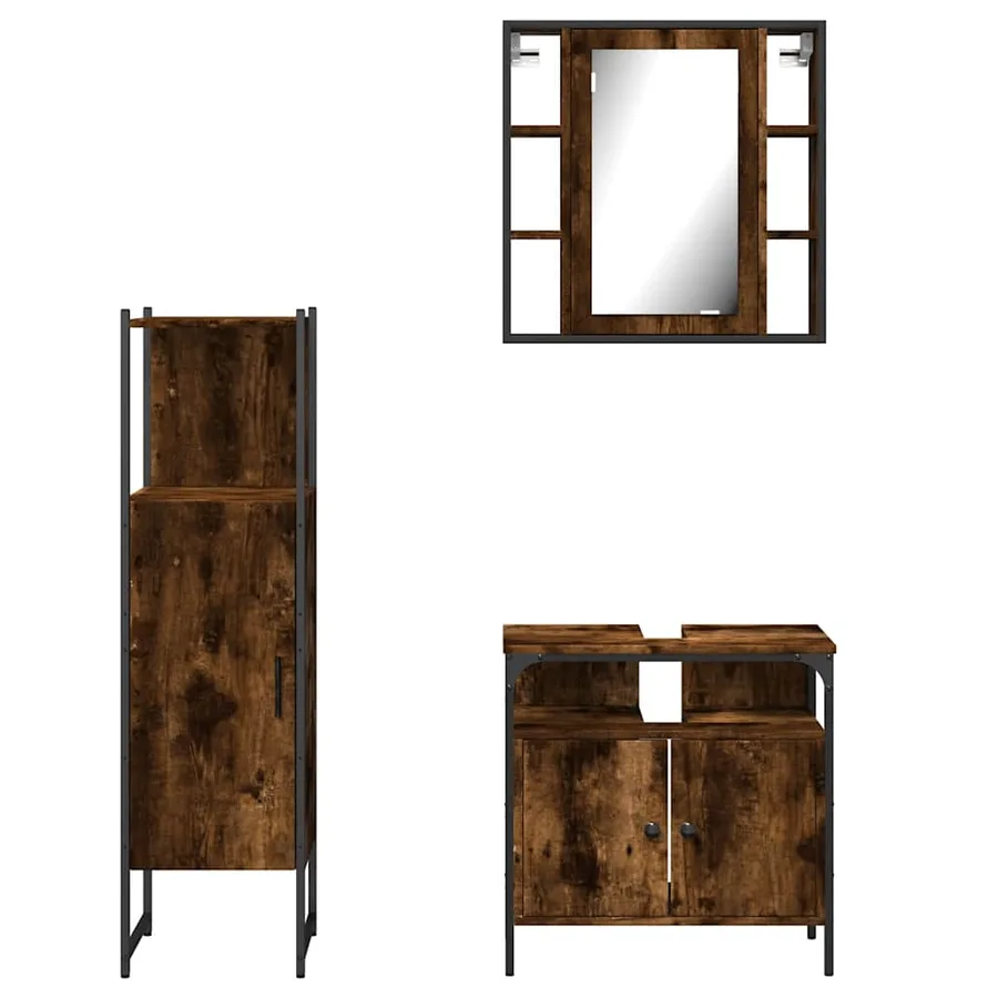 Ensemble d'armoires de salle de bain 3 pcs chêne fumé - 6