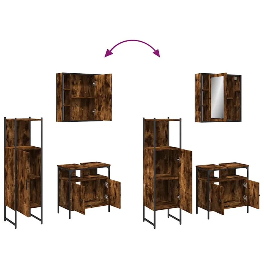 Ensemble d'armoires de salle de bain 3 pcs chêne fumé - 9