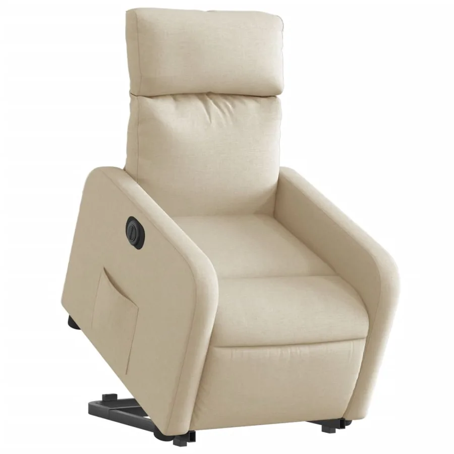 Fauteuil inclinable électrique crème tissu - 3