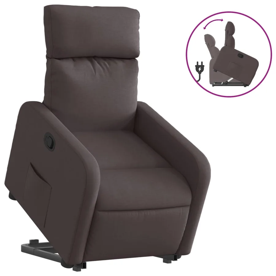 Fauteuil inclinable marron foncé tissu - 2