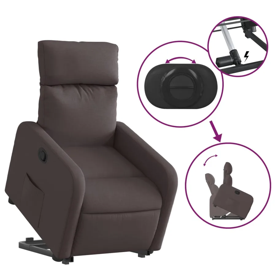 Fauteuil inclinable marron foncé tissu - 6