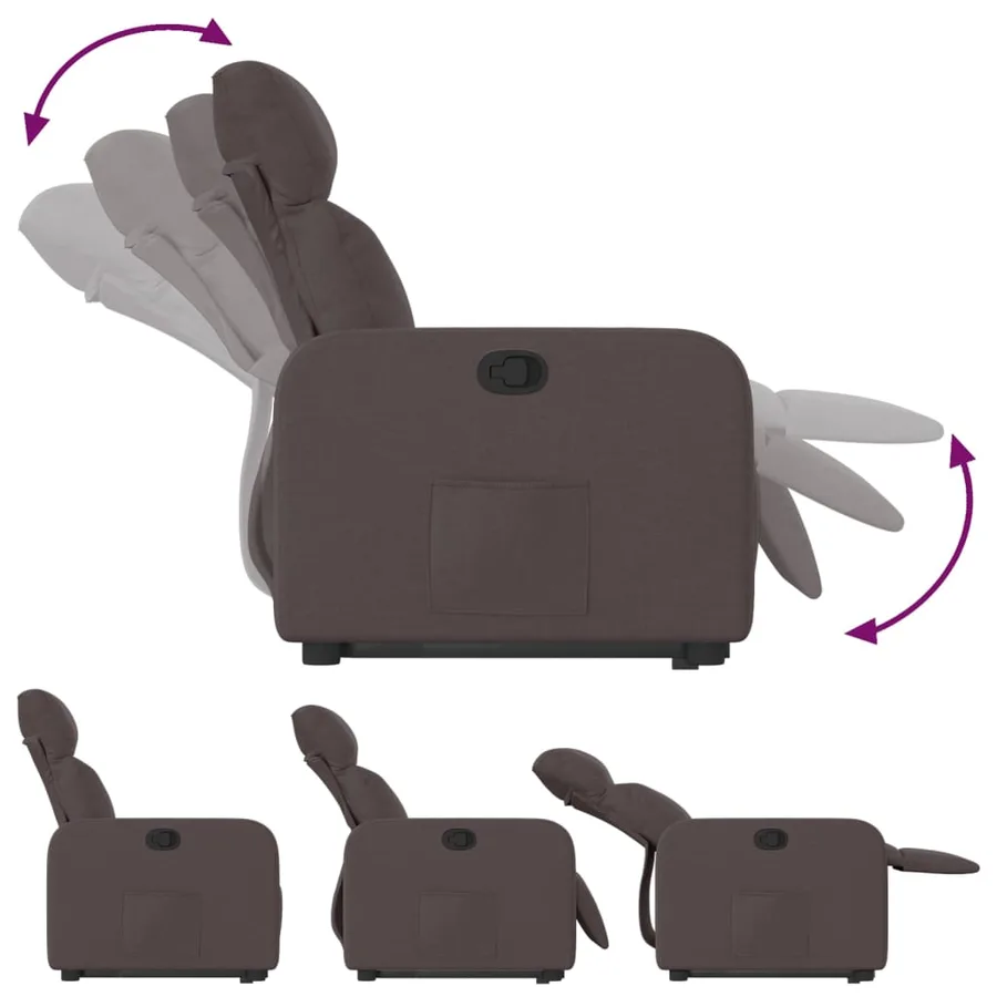 Fauteuil inclinable marron foncé tissu - 7