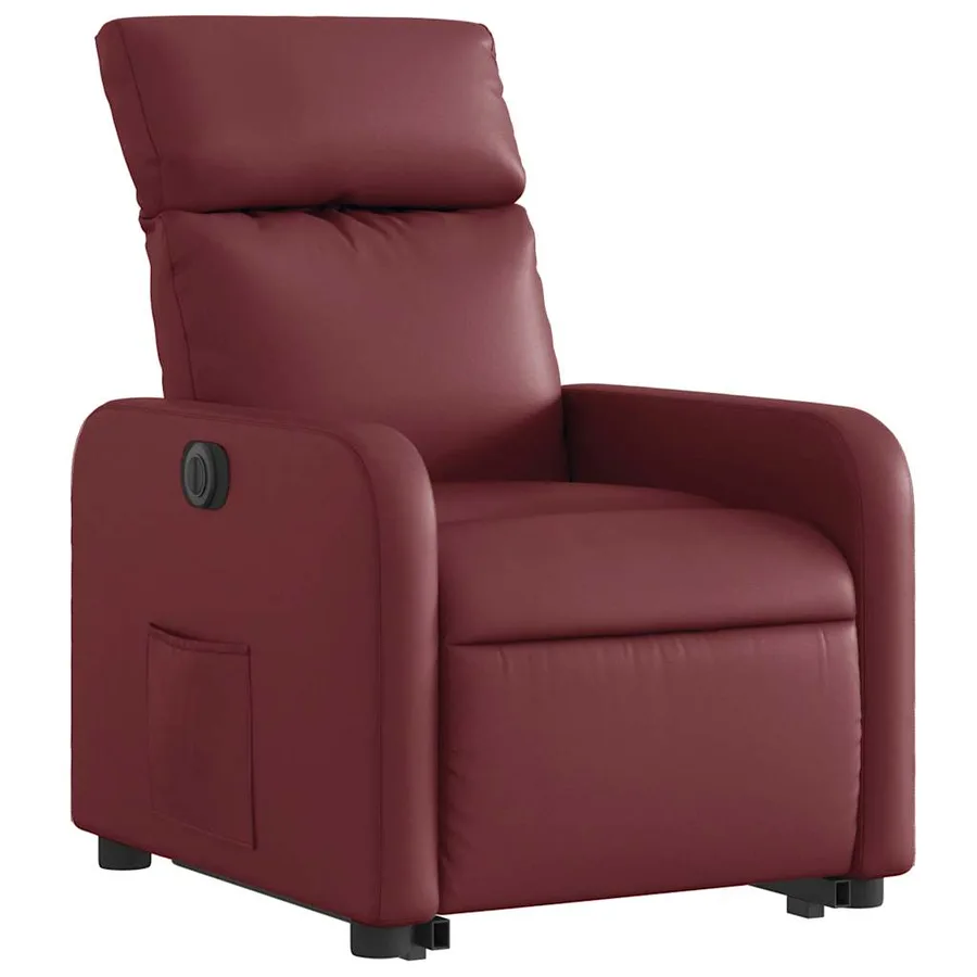 Fauteuil inclinable électrique rouge bordeaux similicuir - 4