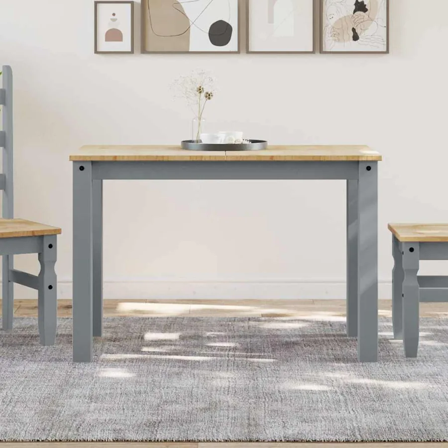 Table à manger PANAMA gris 112x60x75 cm bois massif de pin