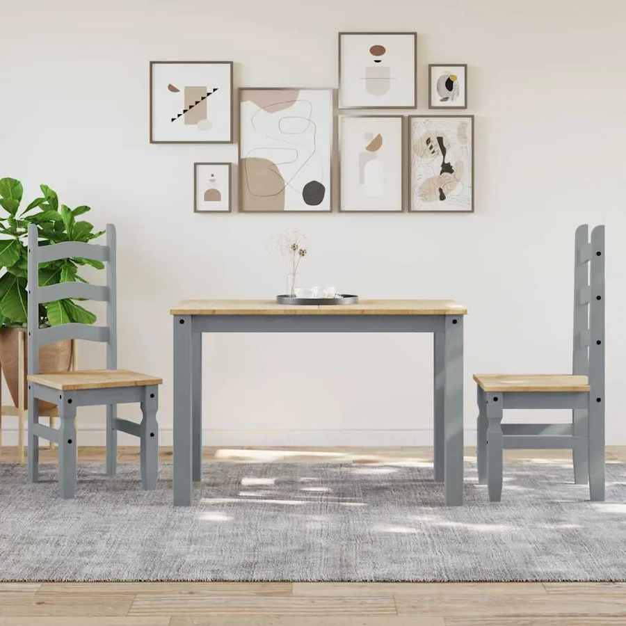 Table à manger PANAMA gris 112x60x75 cm bois massif de pin - 3