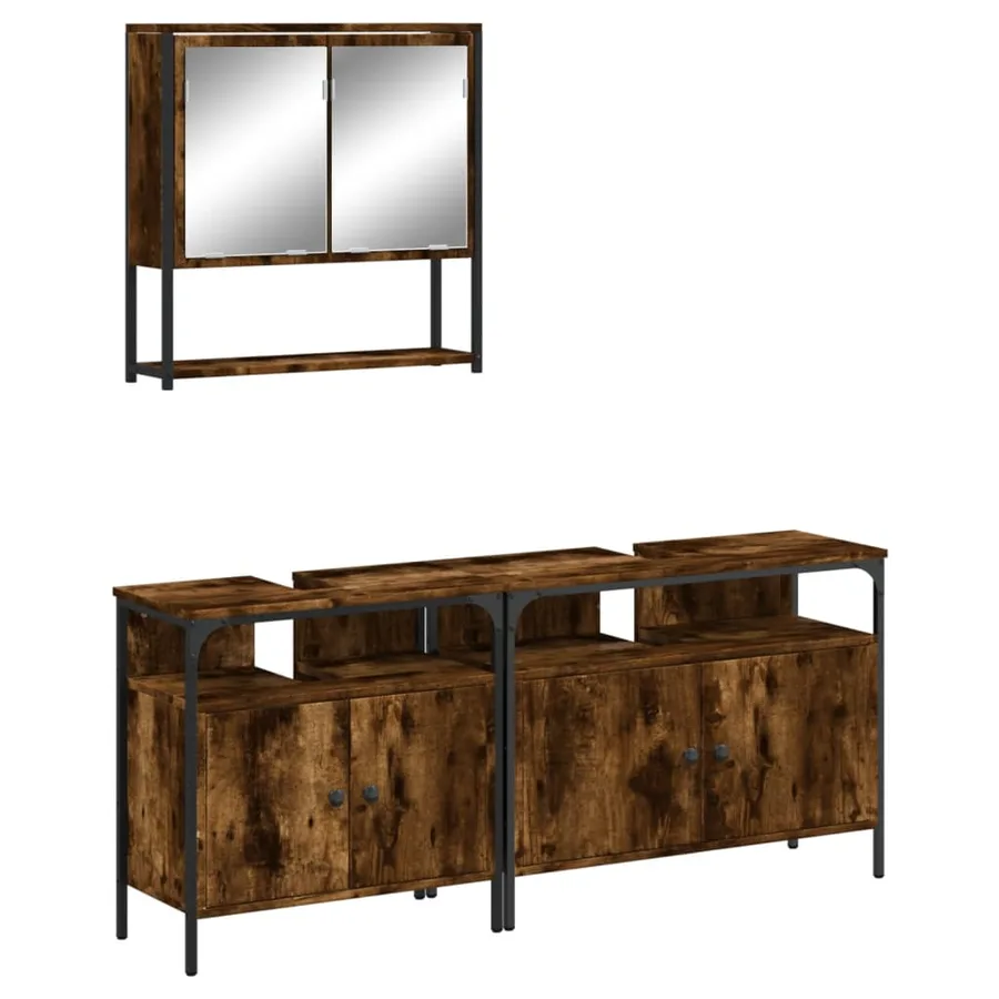Ensemble de meubles de salle de bain 3 pcs Chêne fumé - 2