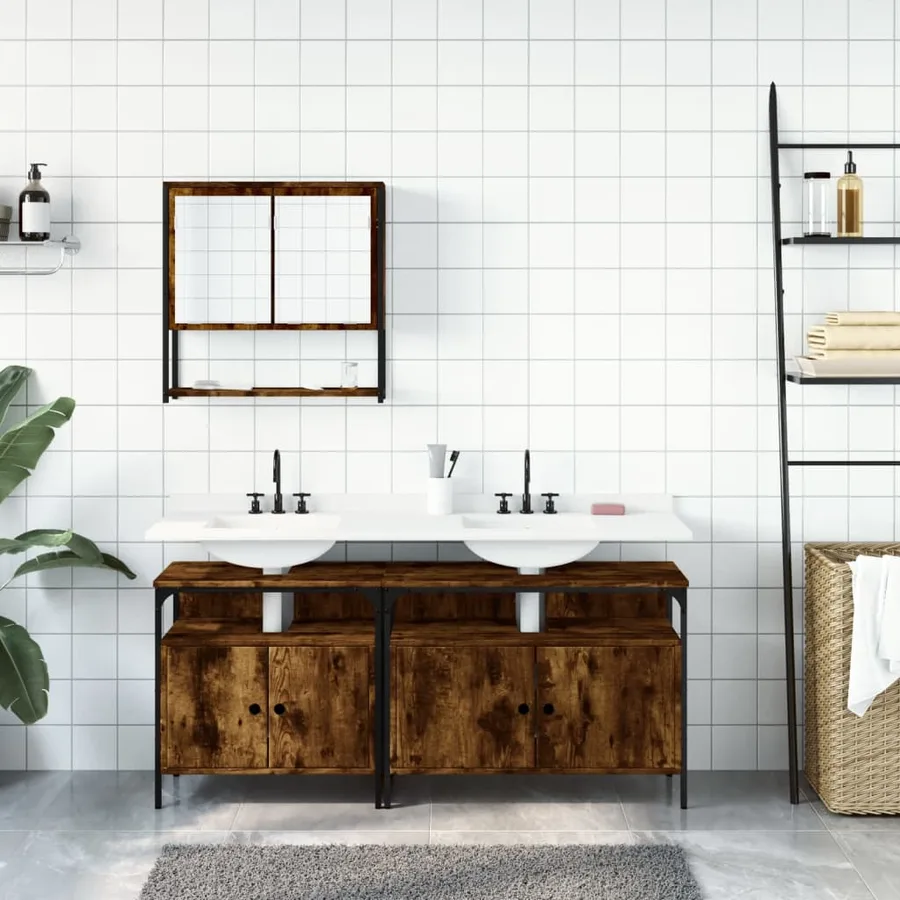 Ensemble de meubles de salle de bain 3 pcs Chêne fumé - 3