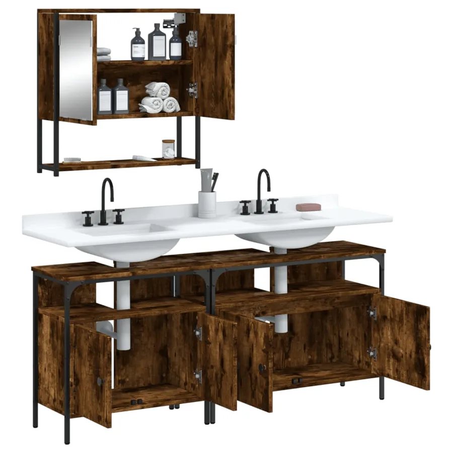 Ensemble de meubles de salle de bain 3 pcs Chêne fumé - 4