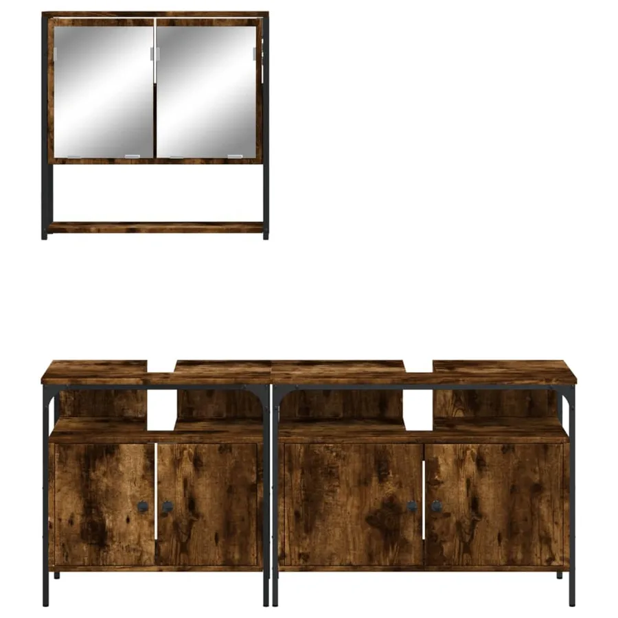 Ensemble de meubles de salle de bain 3 pcs Chêne fumé - 5
