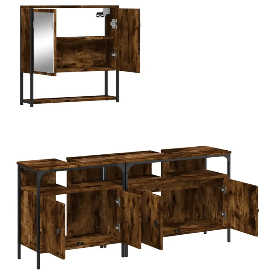 Ensemble de meubles de salle de bain 3 pcs Chêne fumé - 6