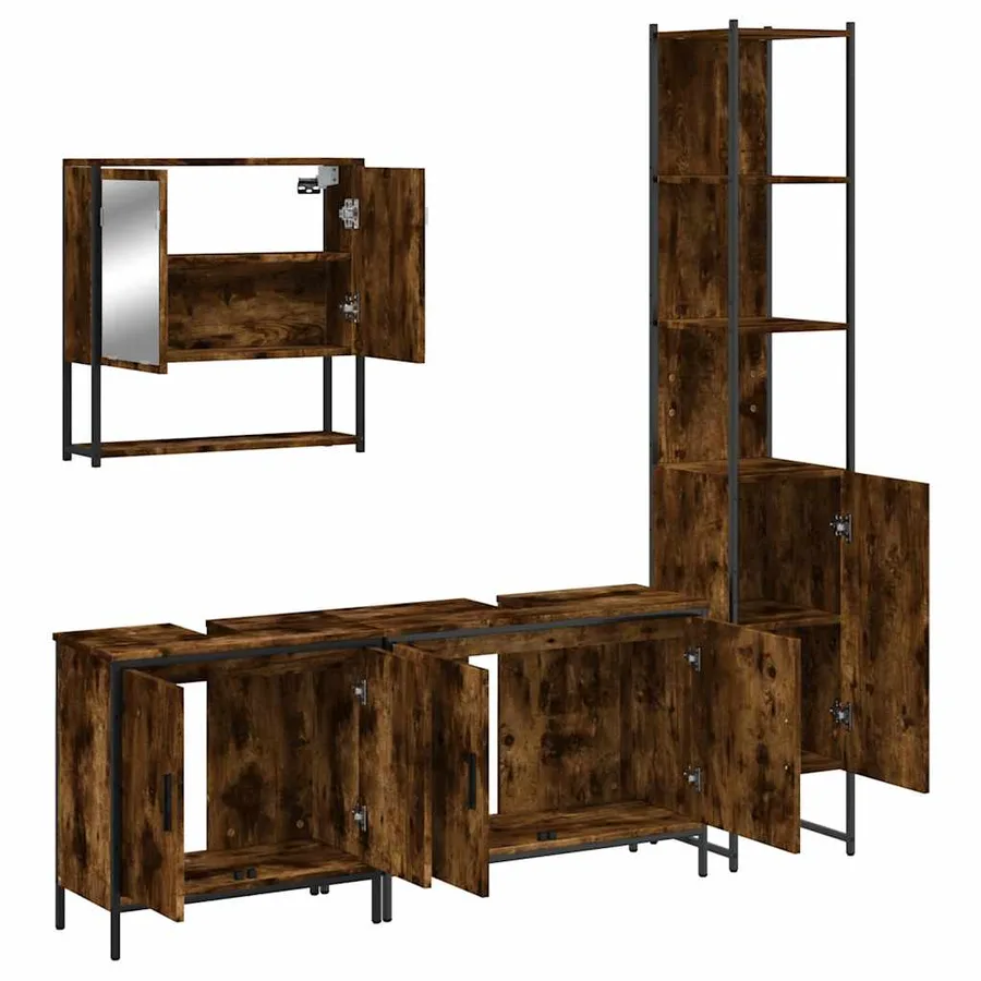 Ensemble de meubles de salle de bain 4 pcs Chêne fumé Bois - 5