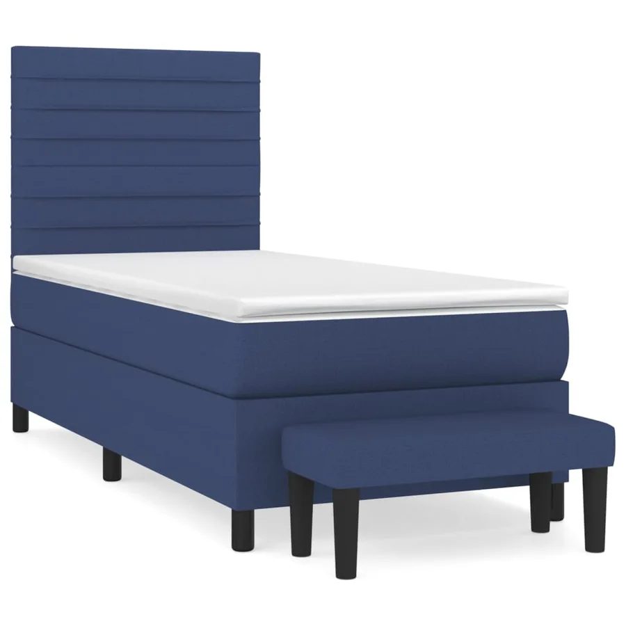Sommier à lattes de lit avec matelas Bleu 90x190 cm Tissu - 2