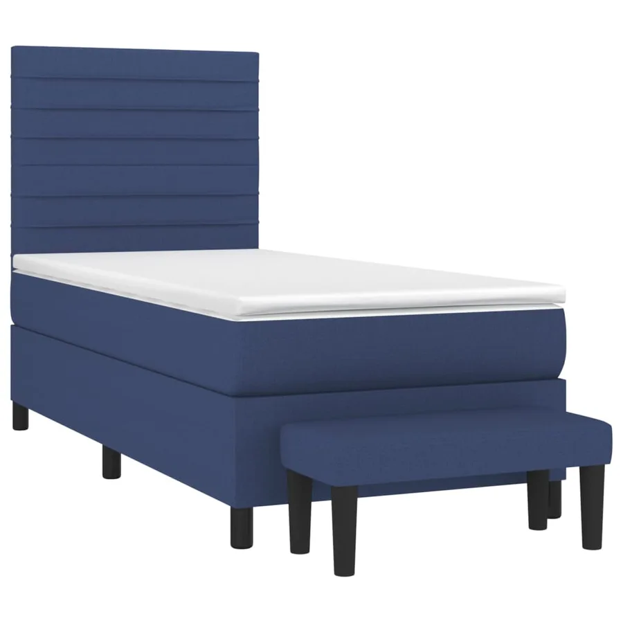 Sommier à lattes de lit avec matelas Bleu 90x190 cm Tissu - 3