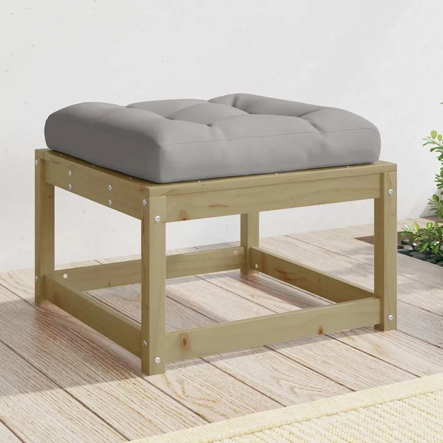 Repose-pied de jardin avec coussins bois de pin imprégné