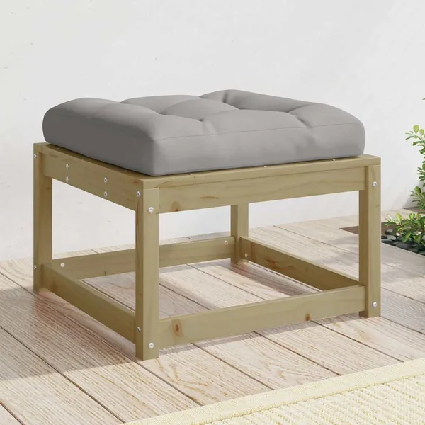 Repose-pied de jardin avec coussins bois de pin imprégné