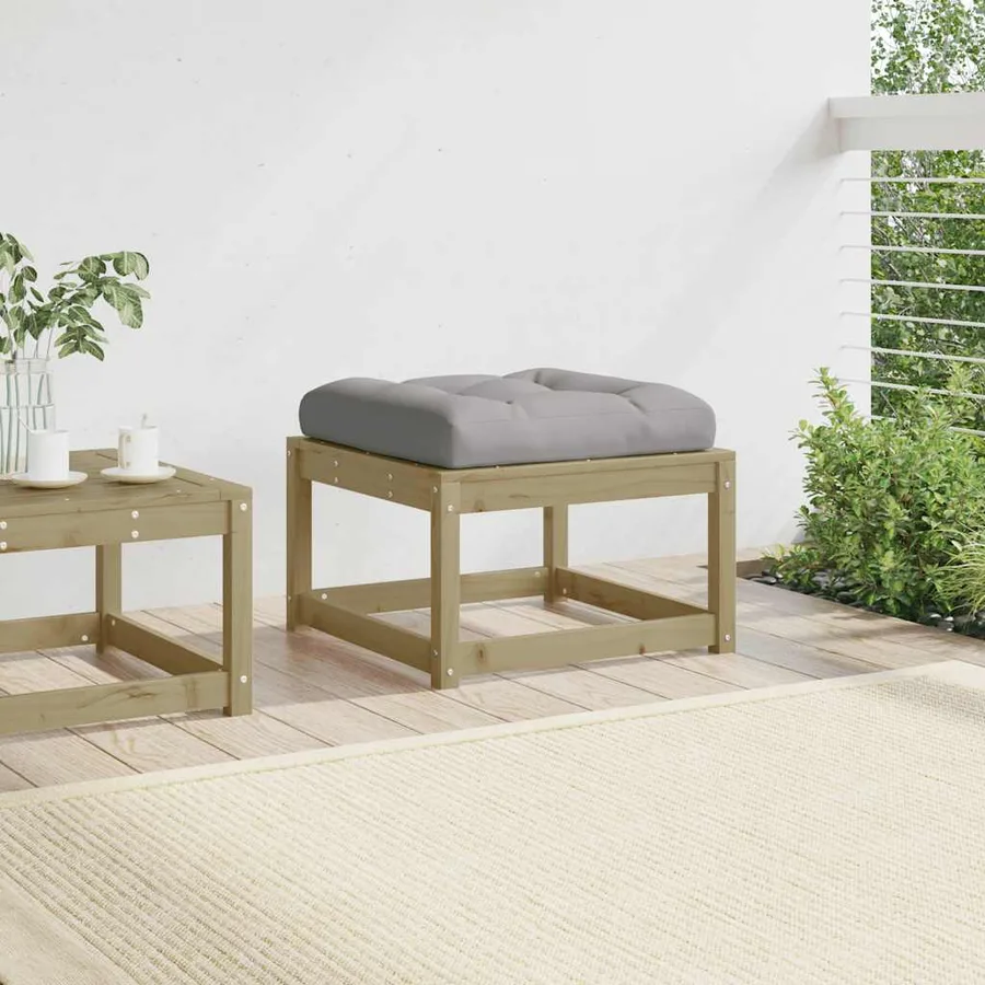 Repose-pied de jardin avec coussins bois de pin imprégné - 3
