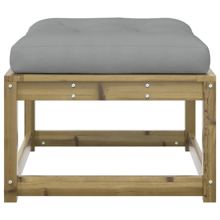 Repose-pied de jardin avec coussins bois de pin imprégné - 5