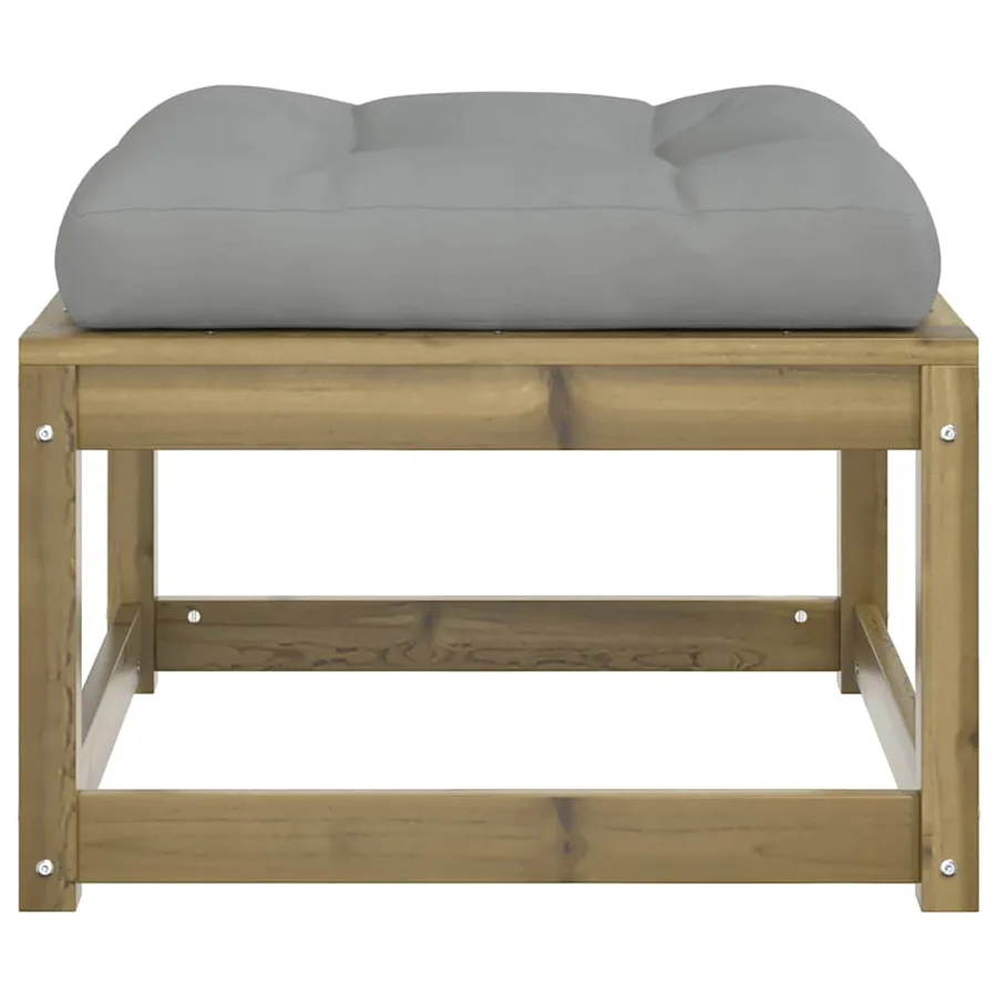 Repose-pied de jardin avec coussins bois de pin imprégné - 6