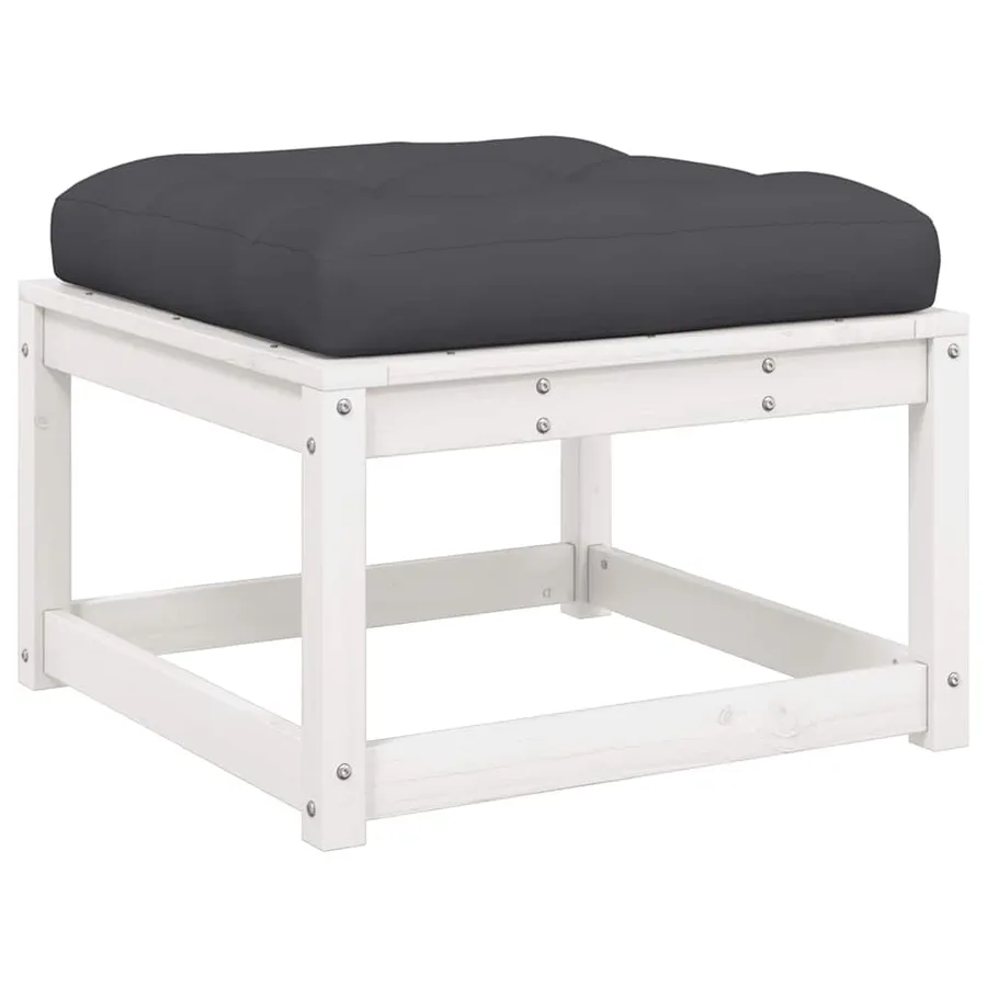 Salon de jardin 5 pcs avec coussins blanc bois massif de pin - 3