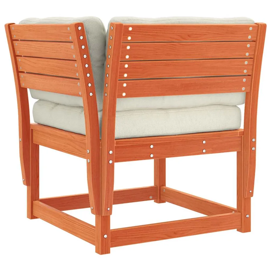 Salon de jardin 6 pcs avec coussins cire marron bois pin massif - 5