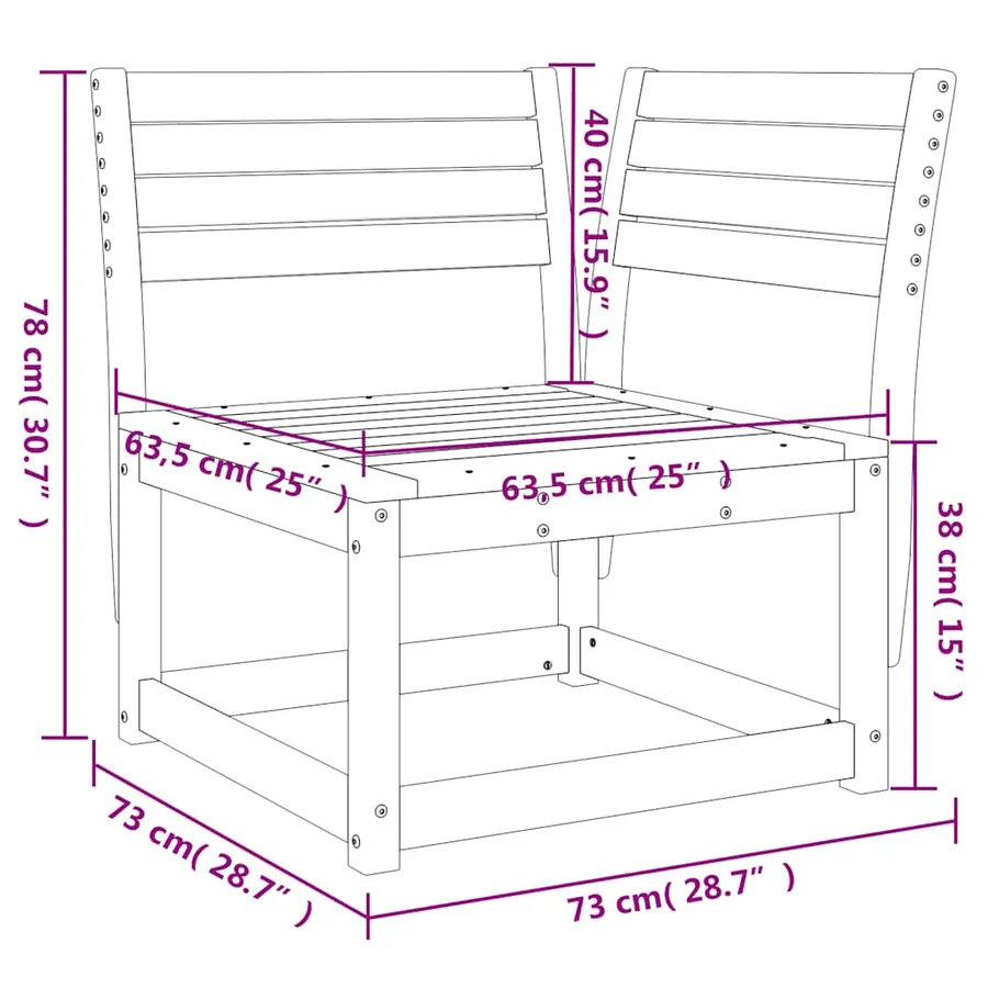 Canapé d'angle de jardin blanc 73x73x78cm bois pin massif - 8