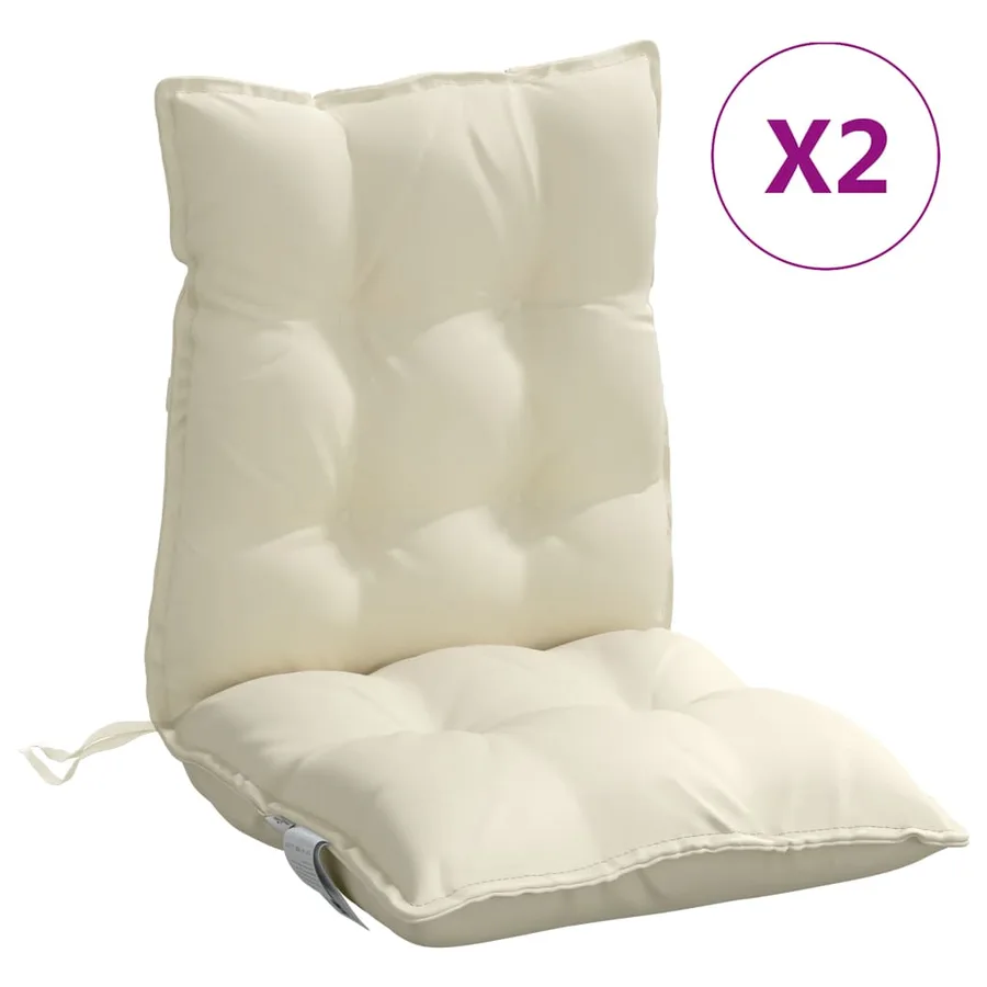 Coussins de chaise à dossier bas lot de 2 crème tissu oxford - 2