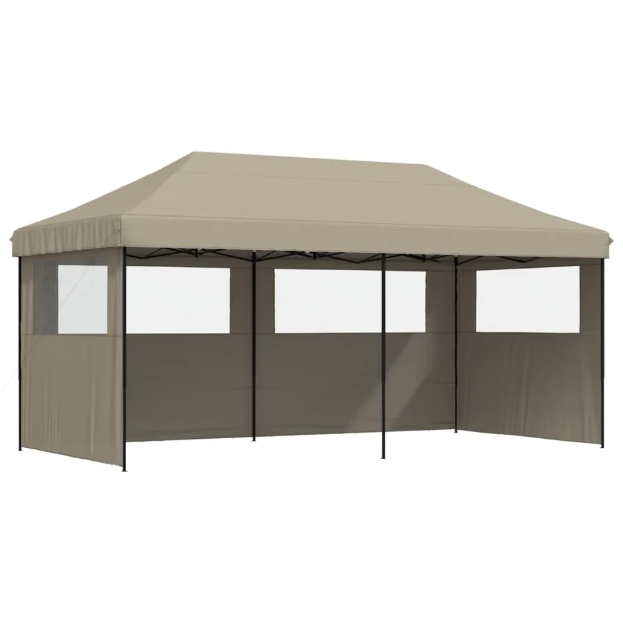 Tente de réception pliable escamotable 3 parois latérales taupe - 2